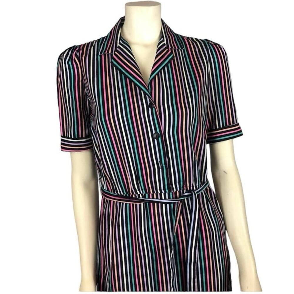 Vintage 80s JR Dressworks multi color striped dress size 7